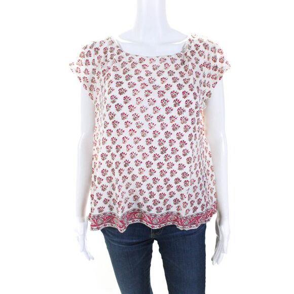 Calypso Saint Barth Womens Jersey Knit Abstract Printed Tee T-Shirt White Size L - Picture 1 of 6